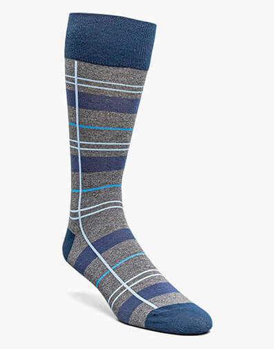 Alternating Stripes Men's Crew Dress Socks in Blue Multi for $$12.00