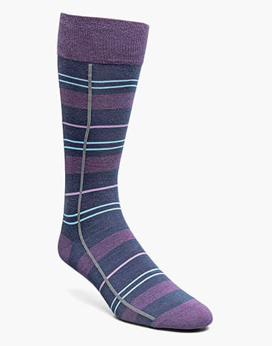 Alternating Stripes Men's Crew Dress Socks in Purple for $$12.00