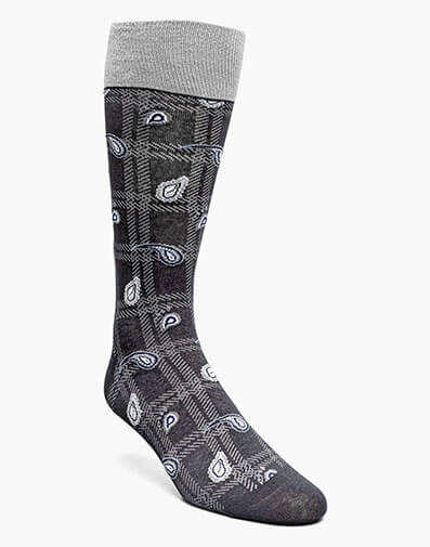 Plaid Teardrop Men's Crew Dress Socks in Black for $$12.00