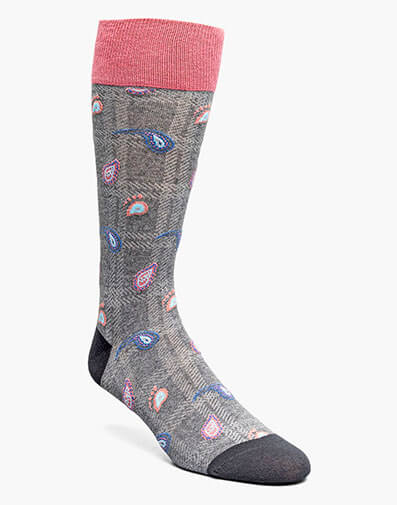 Plaid Teardrop Men's Crew Dress Socks in Gray for $$12.00