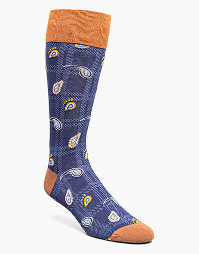 Plaid Teardrop Men's Crew Dress Socks in Navy for $$12.00