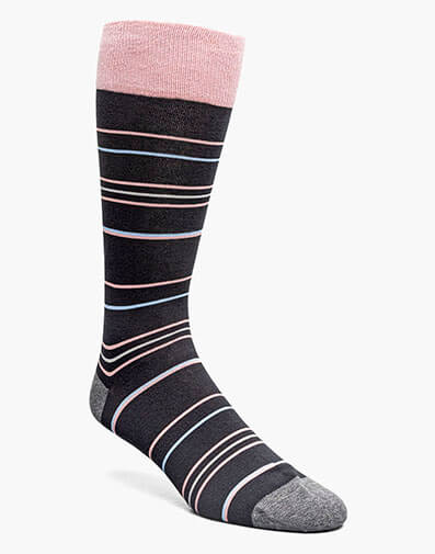 Narrow Stripes Men's Crew Dress Socks in Black Multi for $$12.00
