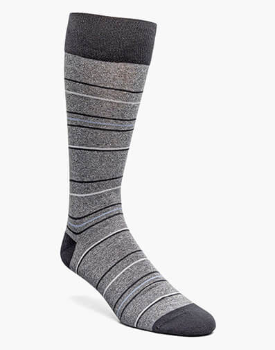 Narrow Stripes Men's Crew Dress Socks in Charcoal for $$12.00