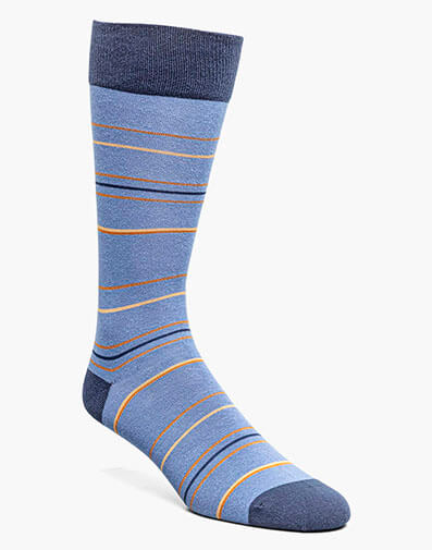 Narrow Stripes Men's Crew Dress Socks in Blue for $$12.00