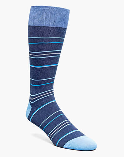 Narrow Stripes Men's Crew Dress Socks in Blue Multi for $$12.00