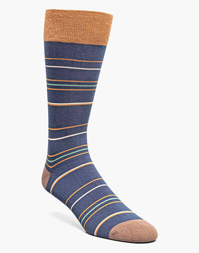 Narrow Stripes Men's Crew Dress Socks in Navy Multi for $$12.00