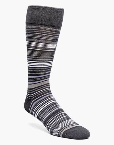 Multi-Stripe Men's Crew Dress Socks in Black for $$12.00