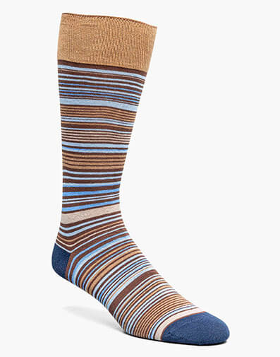 Multi-Stripe Men's Crew Dress Socks in Brown Multi for $$12.00