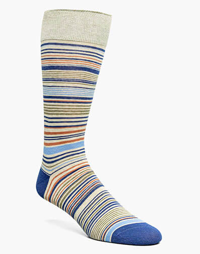 Multi-Stripe Men's Crew Dress Socks in Green Multi for $$12.00