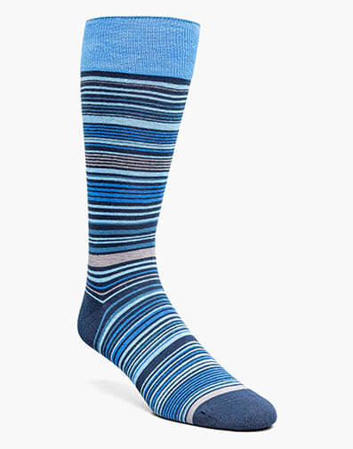 Multi-Stripe Men's Crew Dress Socks in Blue for $$12.00