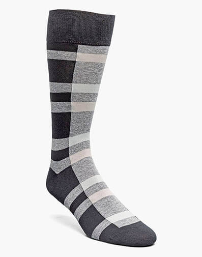 Split-Stripes Men's Crew Dress Socks in Black Multi for $$12.00