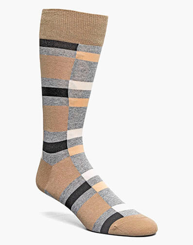 Split-Stripes Men's Crew Dress Socks in Gray Multi for $$12.00