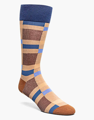 Split-Stripes Men's Crew Dress Socks in Brown Multi for $$12.00