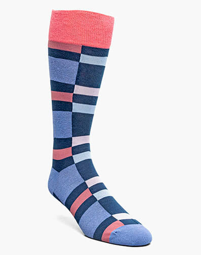 Split-Stripes Men's Crew Dress Socks in Navy Multi for $$12.00