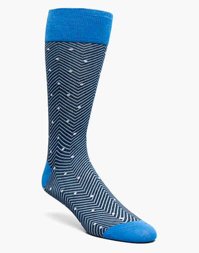 Chevron Dots Men's Crew Dress Socks in Blue for $$12.00