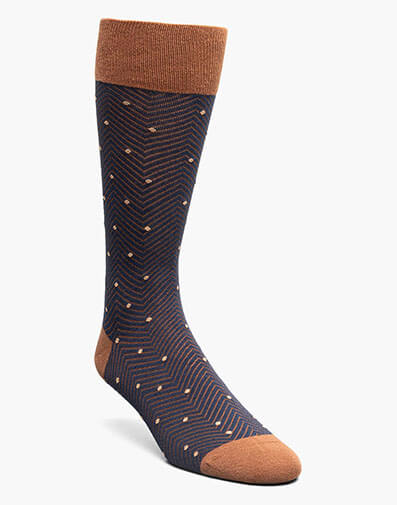 Chevron Dots Men's Crew Dress Socks in Navy for $$12.00