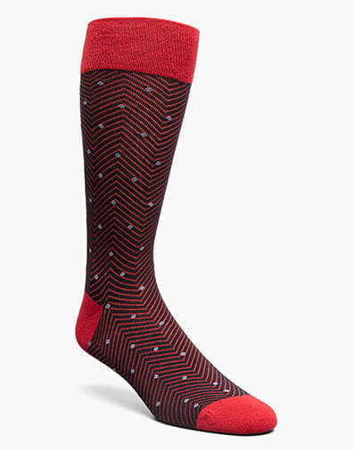 Chevron Dots Men's Crew Dress Socks in Red for $$12.00