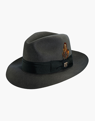 August Fedora Wool Felt Pinch Front Hat in Gray for $65.00