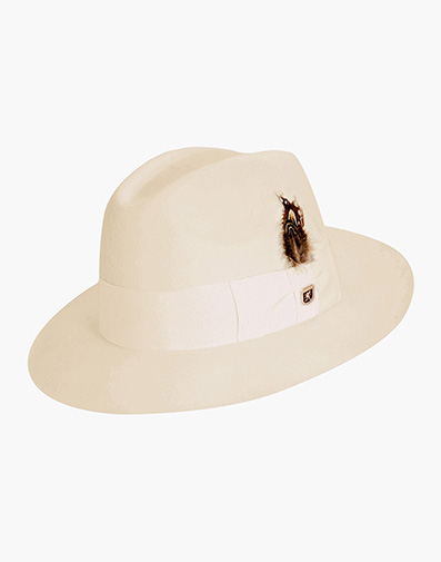 August Fedora Wool Felt Pinch Front Hat in Ivory for $65.00