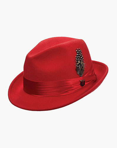 Ash Fedora Crushable Wool Felt Pinch Front Hat in Red for $60.00