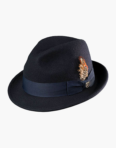 Ari Fedora Wool Felt Pinch Front Hat in Navy for $65.00