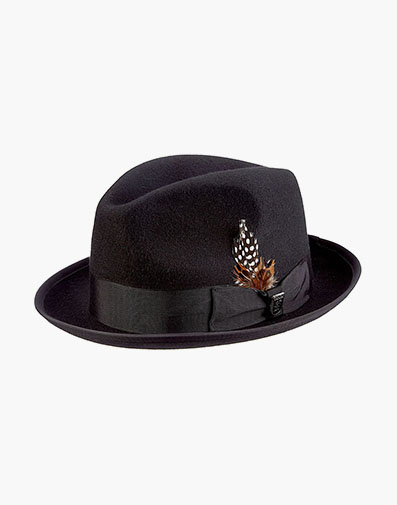Clifton Fedora Wool Pinch Front Hat in Black for $$70.00