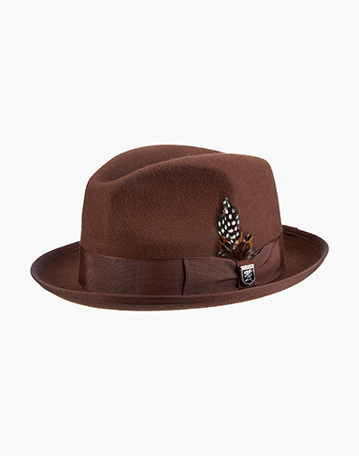 Clifton Fedora Wool Pinch Front Hat in Brown for $$70.00