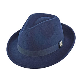 Roan Fedora Felt Pinch Front Hat in Navy for $40.00