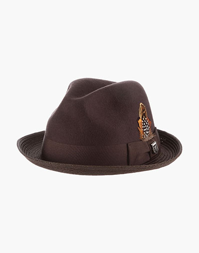Fredon Wool Fedora Polyester Pinch Front Hat in Copper for $65.00