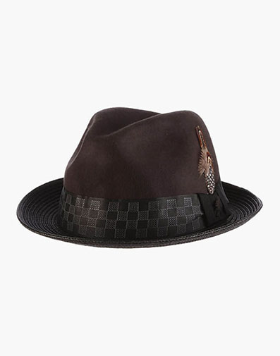 Delta Fedora Wool Felt Pinch Front Hat in Chocolate for $60.00