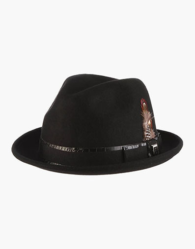 Westland Fedora Wool Felt Pinch Front Hat in Black for $59.90