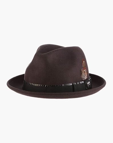 Westland Fedora Wool Felt Pinch Front Hat in Chocolate for $70.00