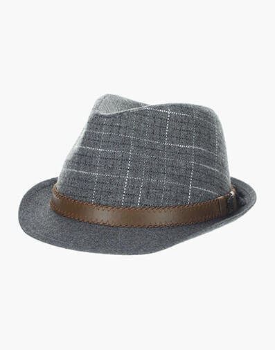 Emmet Fedora Polyester Pinch Front Hat in Gray for $$35.00