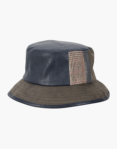 Enzo Bucket Hat Vegan Leather Hat in Olive for $25.00