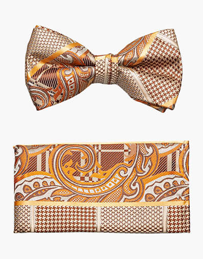 Ciro Bow Tie & Hanky Set Brown Multi