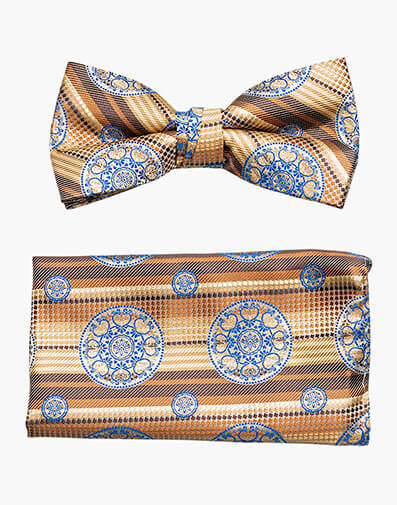 Otis Bow Tie & Hanky Set in Brown Multi for $$24.00
