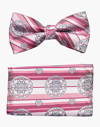 Otis Bow Tie & Hanky Set in Pink Multi for $$24.00