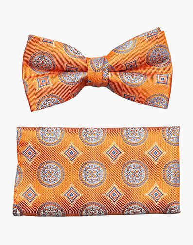 Thiago Bow Tie & Hanky Set in Orange for $$24.00