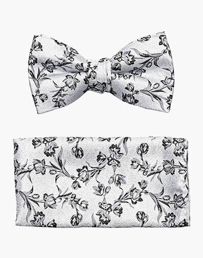 Ethan Bow Tie & Hanky Set Silver
