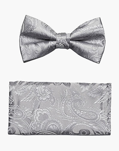 Oliver Bow Tie & Hanky Set in Silver for $$18.00