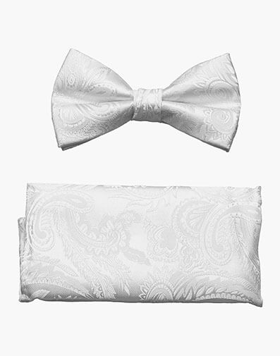 Oliver Bow Tie & Hanky Set in White for $$18.00