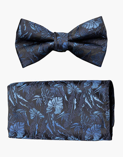 Stirling Bow Tie & Hanky Set in Black/Blue for $18.00