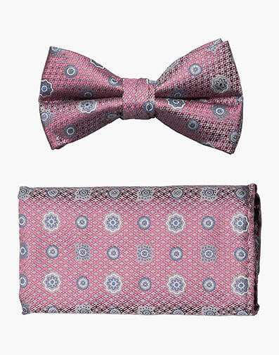 Roy Bow Tie & Hanky Set in Pink for $18.00