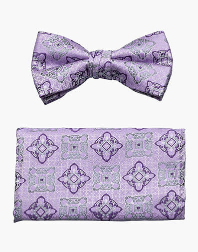 Caleb Bow Tie & Hanky Set in Purple for $18.00