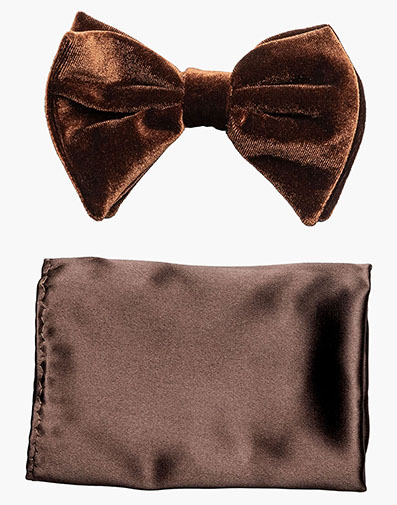 Spratley Bow Tie & Hanky Set in Brown for $$26.00